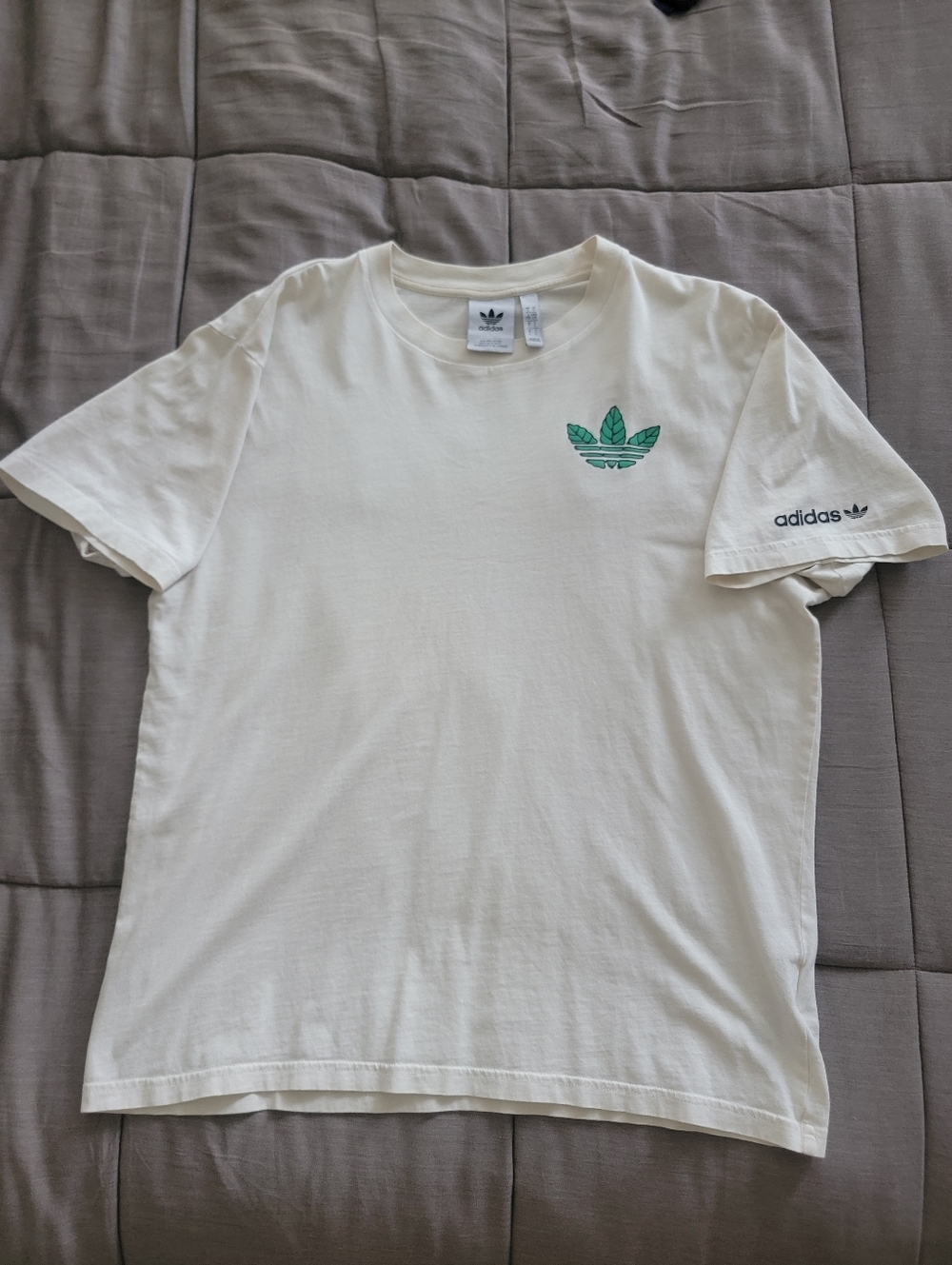 Adidas Trefoil Short Sleeve Tee - Cream with Green Logo